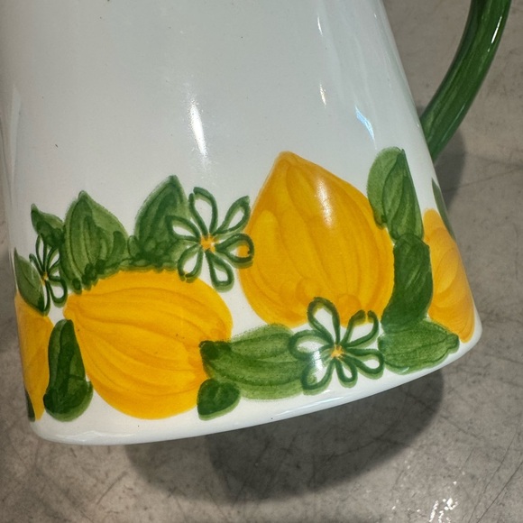 Floral Ceramic Pitcher with Green Handle - Picture 4 of 10